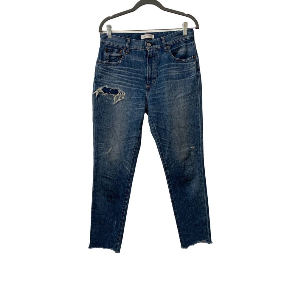Moussy Womens Straight Leg Jeans Blue Distressed Medium Wash Mid Rise Japan 29